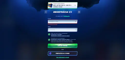 Registrácia v BassBet kasíne – zadanie e-mailu a hesla s uvítacím bonusom